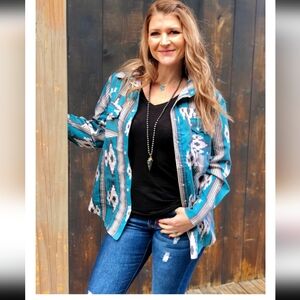 VTG 90s Crazy Train Womens Aztec Pearl Snap Button Up Shirt Sz M Rancher Western